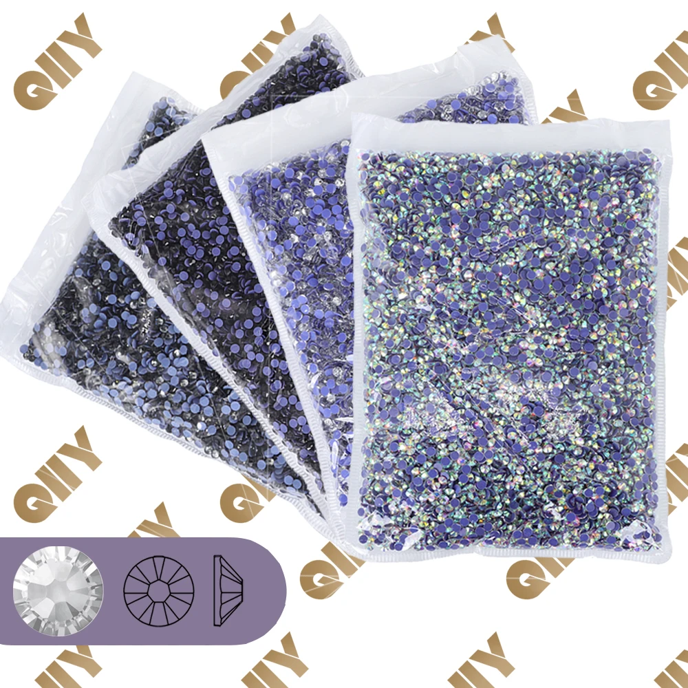 QIIY Crystal AB Black 14400/2880Pcs SS6-SS30 Glass Rhinestones Bright Non-hotfix Flatback Glue On 3D Stones For DIY Accessories
QIIY Crystal AB Black 14400/2880Pcs SS6-SS30 Glass Rhinestones Bright Non-hotfix Flatback Glue On 3D Stones For DIY Accessories
