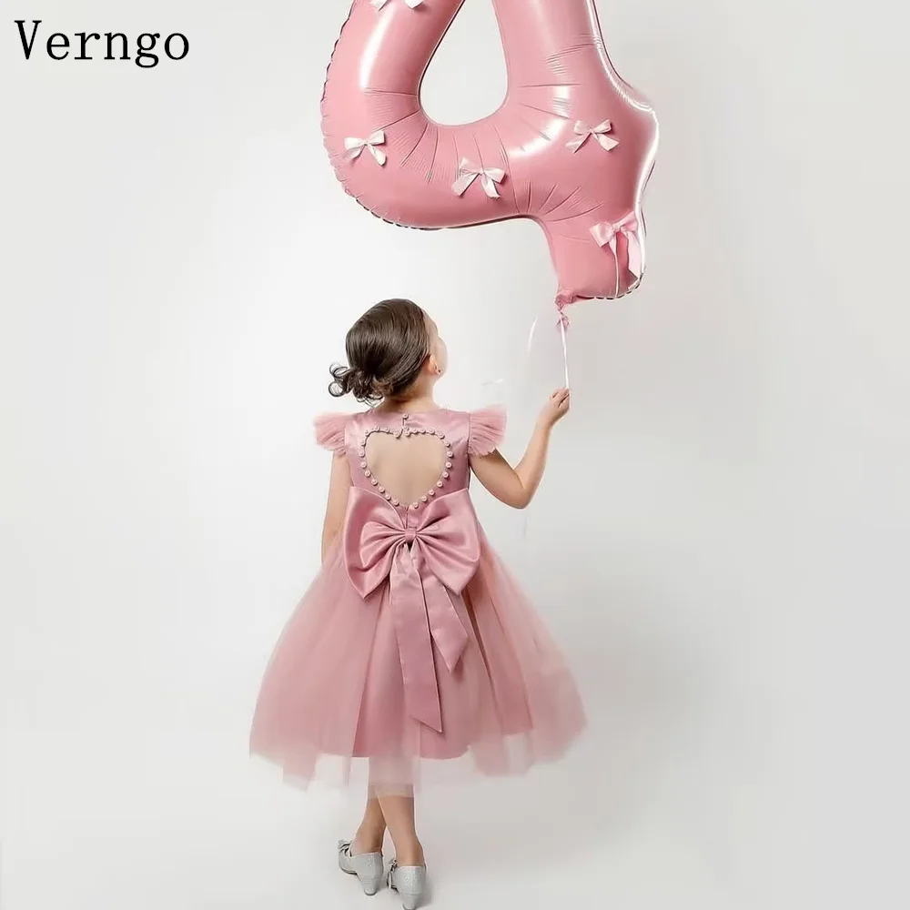 Verngo Pink Tulle Girl Flowers Dresses Pearls Bow Birthday Party Dress Princess A Line Formal Occasion Dresses Customized
Verngo Pink Tulle Girl Flowers Dresses Pearls Bow Birthday Party Dress Princess A Line Formal Occasion Dresses Customized