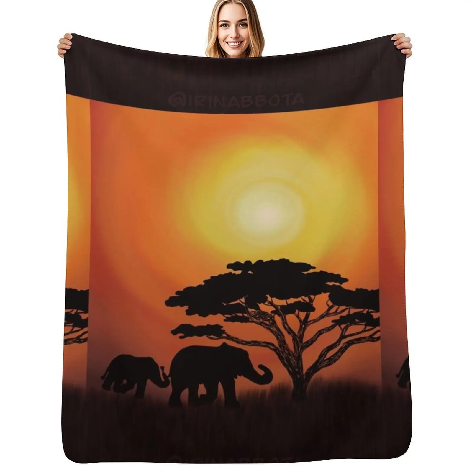 African sunset with elephants Throw Blanket Modern Design Soft Blanket for Home Decor
African sunset with elephants Throw Blanket Modern Design Soft Blanket for Home Decor