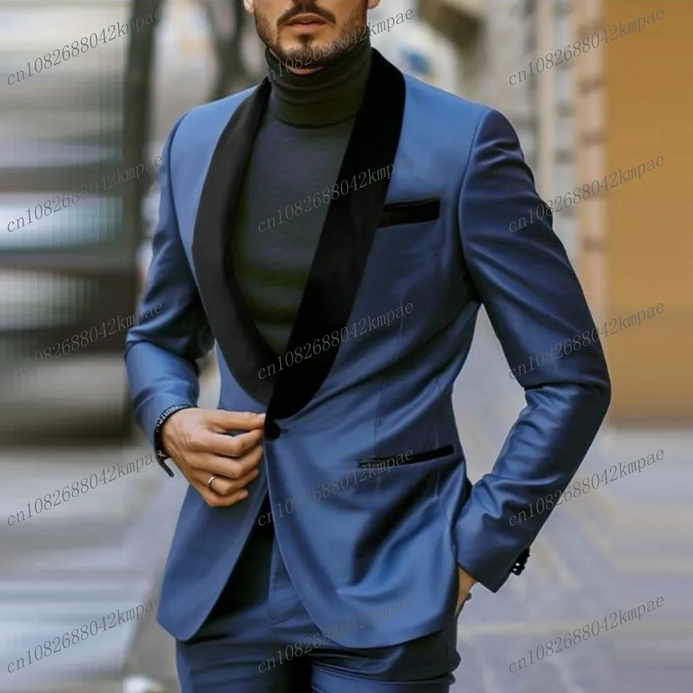 Black Collar Blue Men Formal Occasion Tuxedos Groom Groomsman Wedding Party Prom Male Business Suit 2 Piece Set Blazer Pants
Black Collar Blue Men Formal Occasion Tuxedos Groom Groomsman Wedding Party Prom Male Business Suit 2 Piece Set Blazer Pants