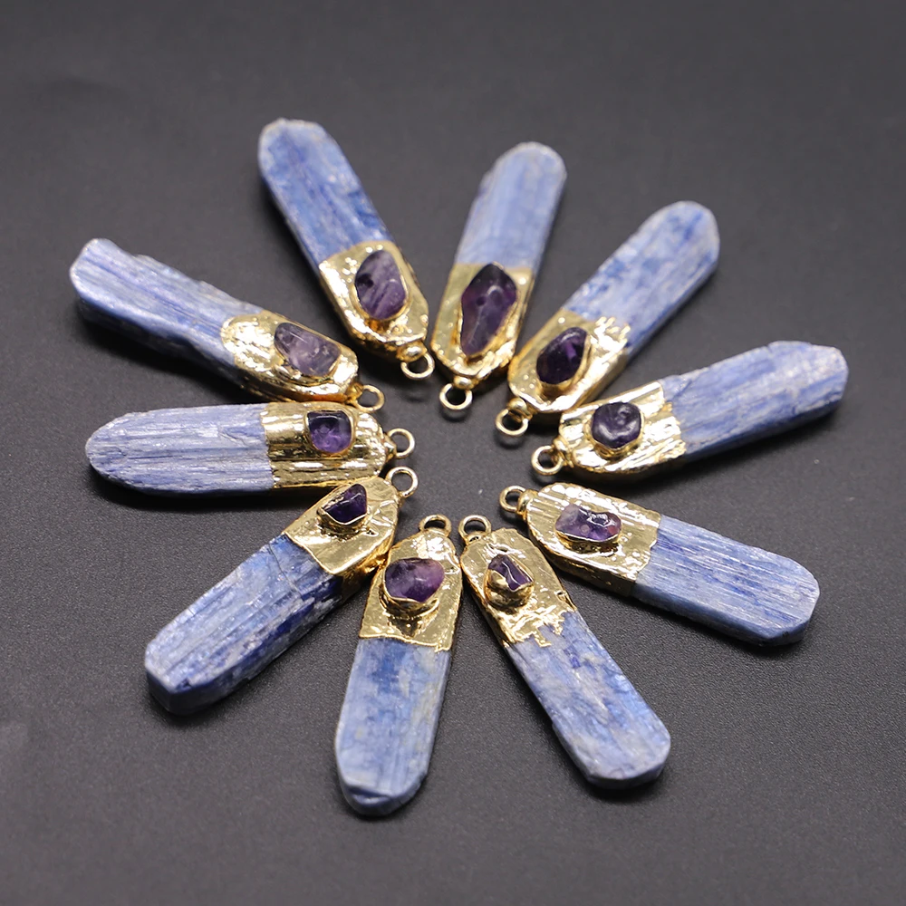 New Design Holiday Sale Beautiful Natural Blue Kyanite Rough Stone Amethyst Pendants with Silvers Metal Plating On Top Wholesale
New Design Holiday Sale Beautiful Natural Blue Kyanite Rough Stone Amethyst Pendants with Silvers Metal Plating On Top Wholesale