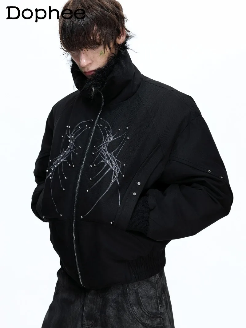 Winter Thickened Warm Heavy-duty Rivet Fleece Short Jacket Fashion Trend Loose Casual Zipper Cotton Coat for Men
Winter Thickened Warm Heavy-duty Rivet Fleece Short Jacket Fashion Trend Loose Casual Zipper Cotton Coat for Men