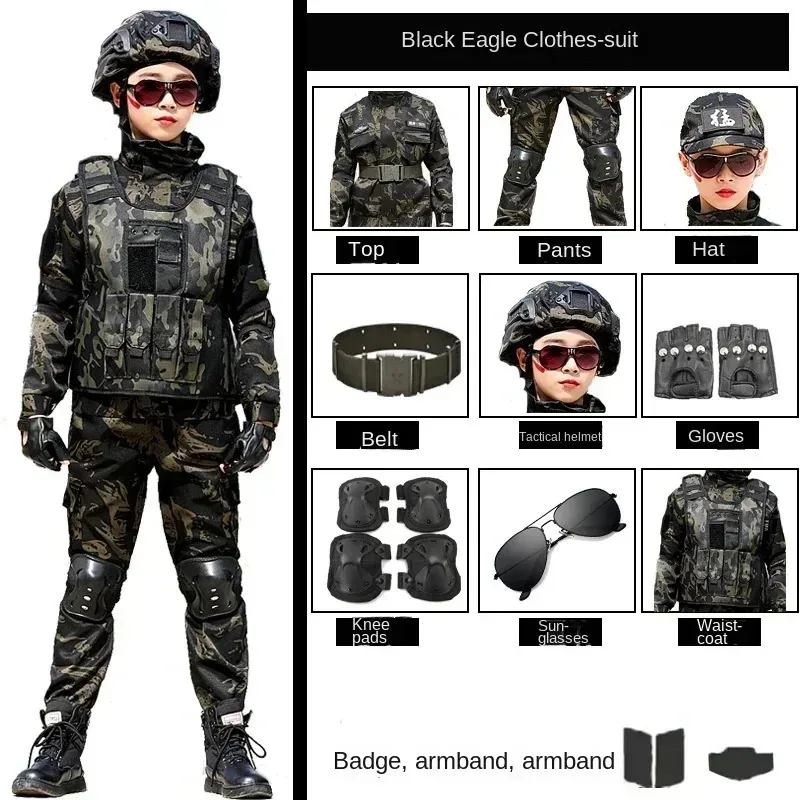 New Children's Special Forces Combat Uniform New Camouflage Training Suit Black Eagle Camouflage Suit Performance Suit
New Children's Special Forces Combat Uniform New Camouflage Training Suit Black Eagle Camouflage Suit Performance Suit