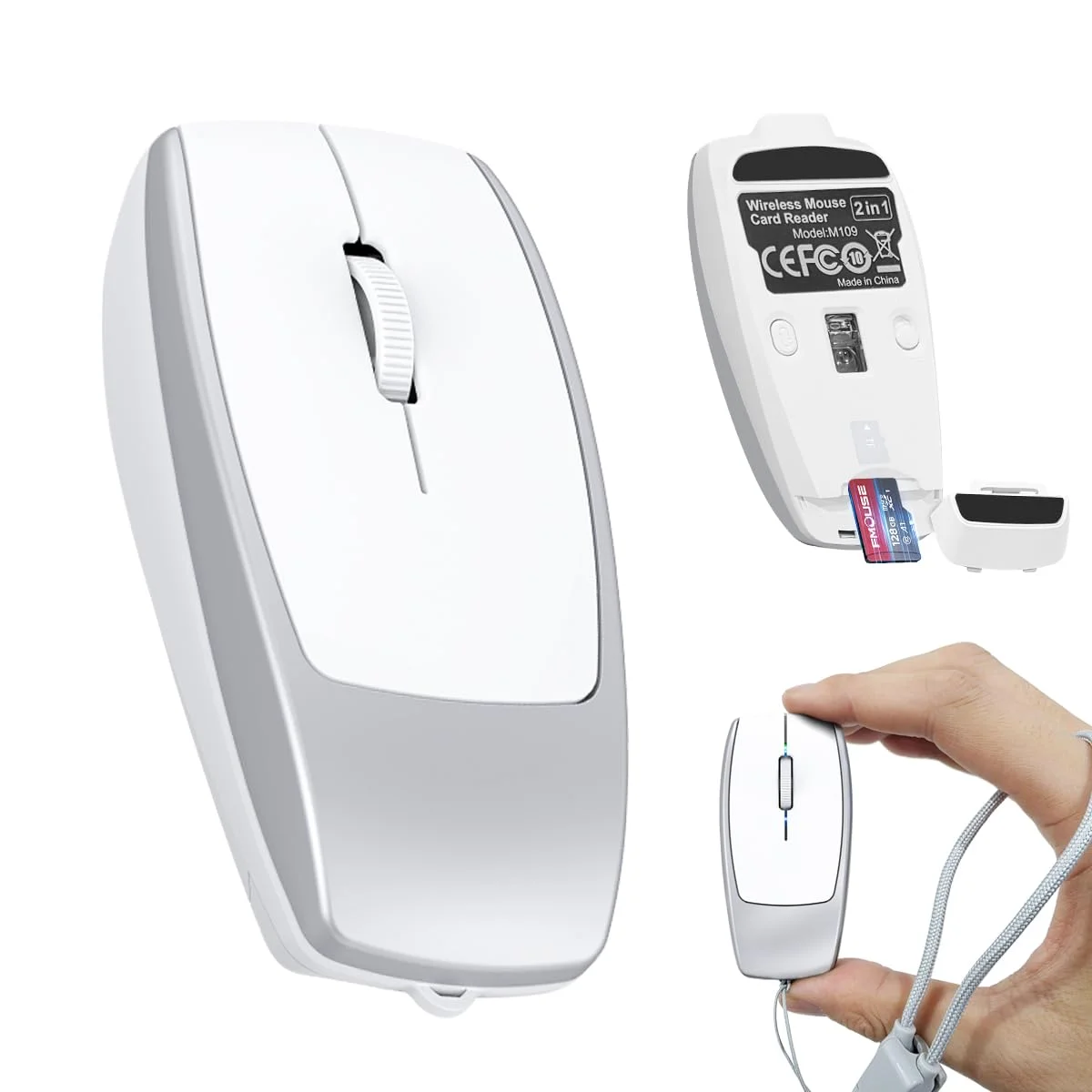 2-in-1 Wireless Bluetooth Mouse & Card Reader, Rechargeable Mini Silent Mice Portable Ergonomic Mouse for Home Office Laptop PC
2-in-1 Wireless Bluetooth Mouse & Card Reader, Rechargeable Mini Silent Mice Portable Ergonomic Mouse for Home Office Laptop PC