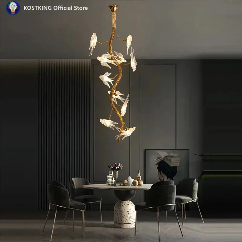 Designer Glass Bird Song Crystal Chandelier Pure Copper Luxury Retro Living Dining Room Decoration Hanging Hanching Chandelier
Designer Glass Bird Song Crystal Chandelier Pure Copper Luxury Retro Living Dining Room Decoration Hanging Hanching Chandelier