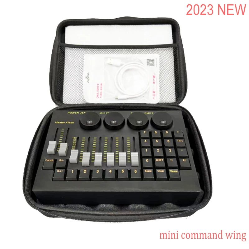 Новинка 2023, Лидер продаж, контроллер Dmx512 Mini Command Wing, консоль для диджея, шоу, производительности, баров, сцены, заводская цена
Новинка 2023, Лидер продаж, контроллер Dmx512 Mini Command Wing, консоль для диджея, шоу, производительности, баров, сцены, заводская цена