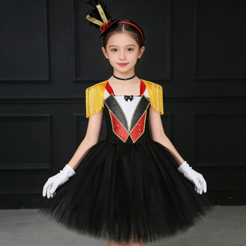 Circus Ringmaster Costumes for Girls Christmas Halloween Outfit Fancy Tutus with Feather Hat Kids Animal Trainer Cosplay Dresses
Circus Ringmaster Costumes for Girls Christmas Halloween Outfit Fancy Tutus with Feather Hat Kids Animal Trainer Cosplay Dresses