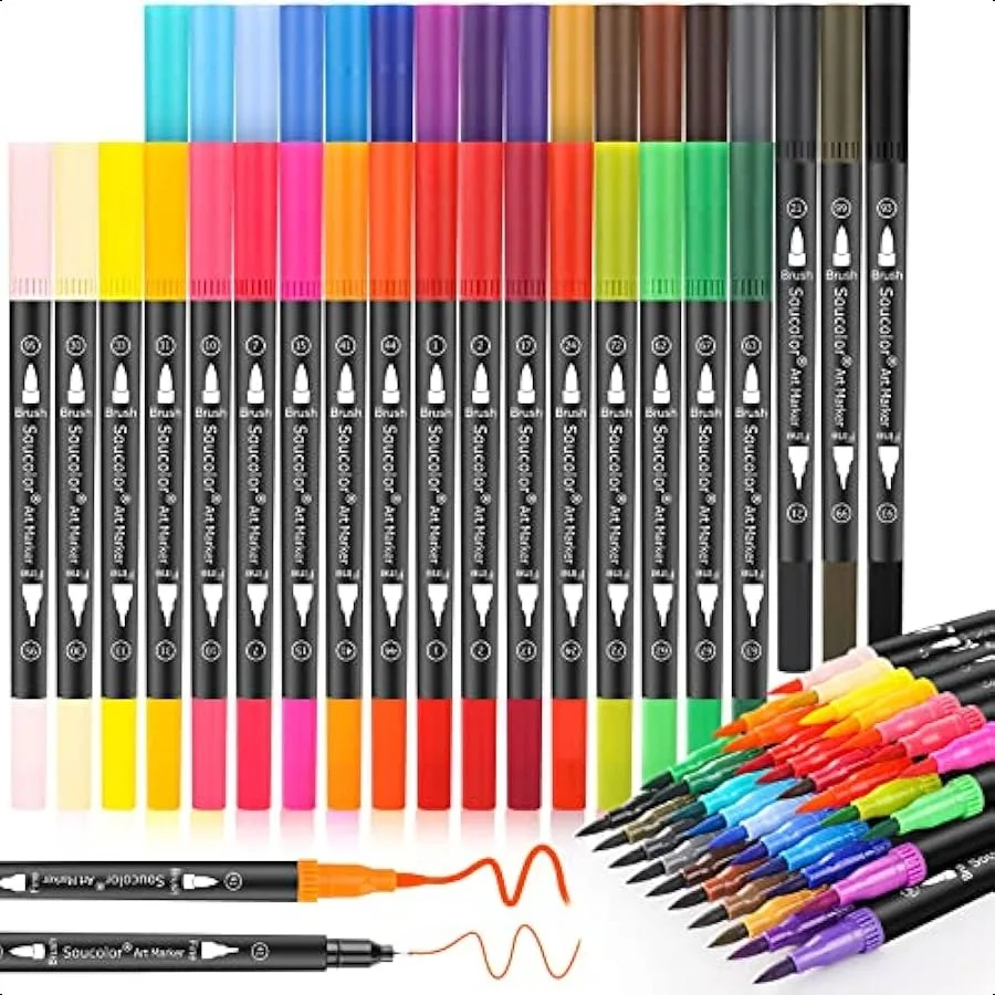Art Brush Markers Pens for Adult Coloring Books School Supplies for Teens 34 Colors Numbered Dual Tip Brush and Fine Point Draw
Art Brush Markers Pens for Adult Coloring Books School Supplies for Teens 34 Colors Numbered Dual Tip Brush and Fine Point Draw