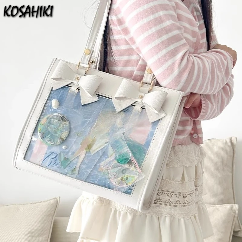 Women Contrast Color Preppy Kawaii Bow Shoulder Handbags Streetwear Y2k Aesthetic Crossbody Bag All Match Transparent Ita Bags
Women Contrast Color Preppy Kawaii Bow Shoulder Handbags Streetwear Y2k Aesthetic Crossbody Bag All Match Transparent Ita Bags