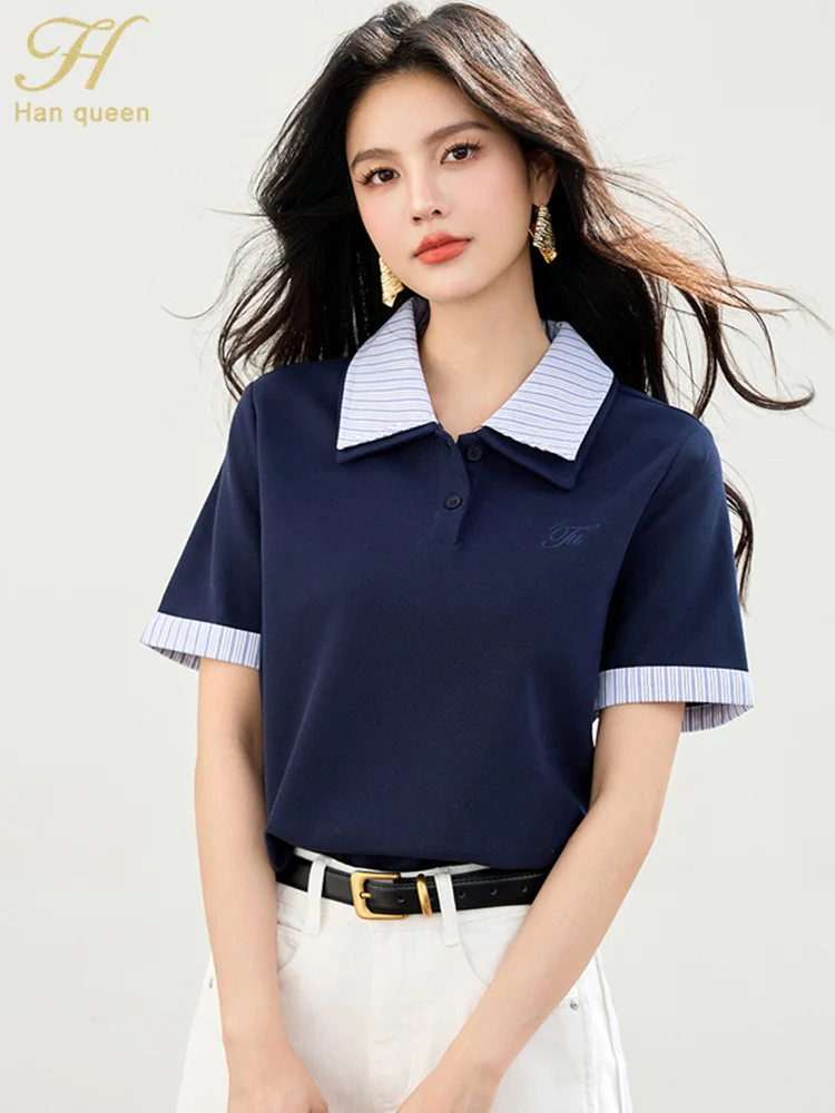 H Han Queen New 2025 Summer Clothes Fashion Color Block Short Sleeve Tee Women Tops Vintage Casual Chic Basic Vintage T-Shirt
H Han Queen New 2025 Summer Clothes Fashion Color Block Short Sleeve Tee Women Tops Vintage Casual Chic Basic Vintage T-Shirt