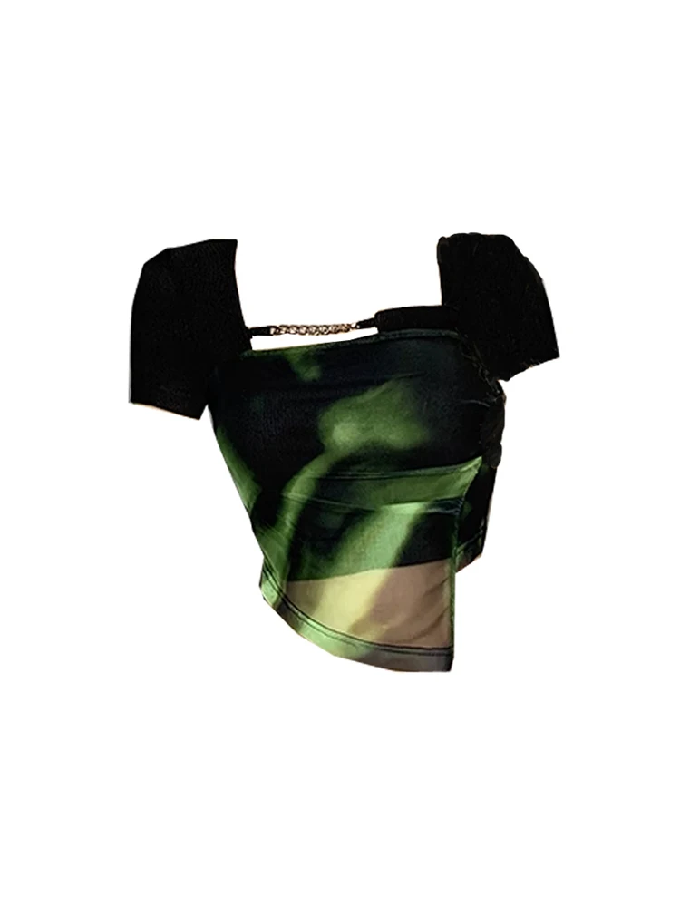 New Design Summer Chic Contrasting Colors T-Shirt Korean Y2k Casual Tees Fashion Tie Dye Short Sleeve Square Collar Crop Top
New Design Summer Chic Contrasting Colors T-Shirt Korean Y2k Casual Tees Fashion Tie Dye Short Sleeve Square Collar Crop Top