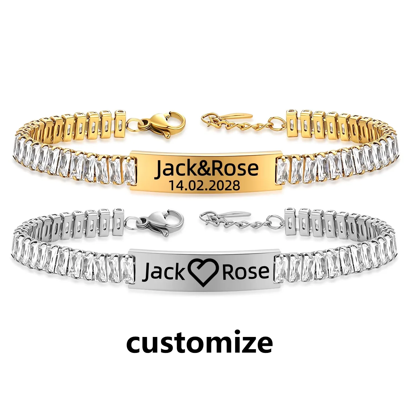 Customized Personalized Tennis Bracelets Stainless Steel Engraved Name Bracelet ID logo text Cubic Zirconia Women's Jewelry Gift
Customized Personalized Tennis Bracelets Stainless Steel Engraved Name Bracelet ID logo text Cubic Zirconia Women's Jewelry Gift