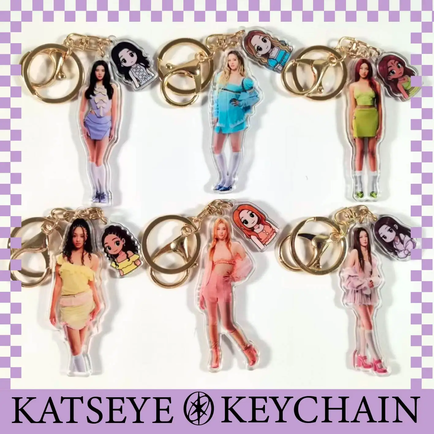 KATSEYE Acrylic Keychain Set, 6Pcs K-Pop Group Member Portrait Key Rings, Double-Sided Idol Bag Charms for Fans
KATSEYE Acrylic Keychain Set, 6Pcs K-Pop Group Member Portrait Key Rings, Double-Sided Idol Bag Charms for Fans