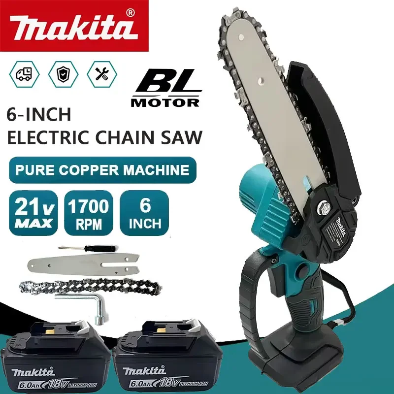 Электрическая цепная пила Makita 6 дюймов, беспроводная, портативная, для обрезки веток деревьев, инструмент для деревообработки и садоводства, для аккумулятора 18В
Электрическая цепная пила Makita 6 дюймов, беспроводная, портативная, для обрезки веток деревьев, инструмент для деревообработки и садоводства, для аккумулятора 18В