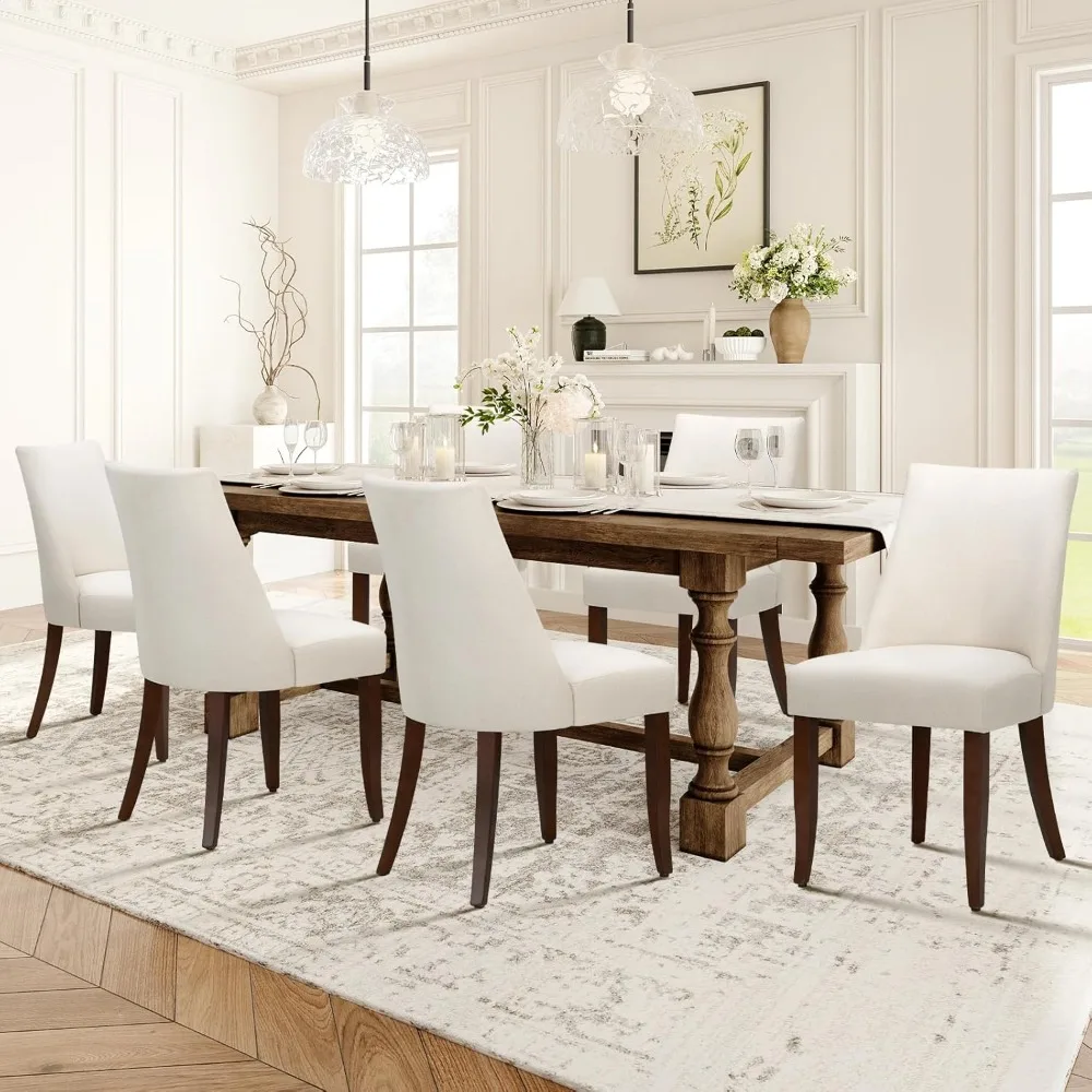 Dining Chairs Set of 6, Mid Century Modern Kitchen Chairs with Back, Farmhouse Fabric Side Dining Room Chairs with Wood Legs
Dining Chairs Set of 6, Mid Century Modern Kitchen Chairs with Back, Farmhouse Fabric Side Dining Room Chairs with Wood Legs