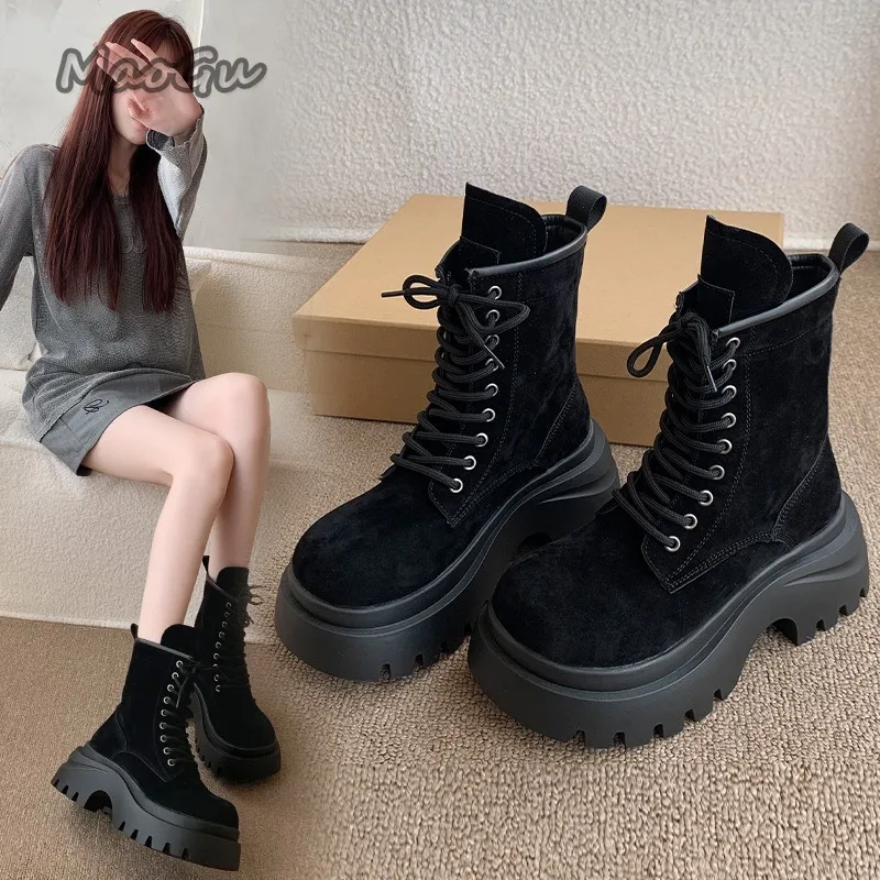 Женские ботильоны на платформе со шнуровкой, черные уличные модные ботильоны в британском стиле на массивной подошве, 2026, модная женская обувь Botines
Женские ботильоны на платформе со шнуровкой, черные уличные модные ботильоны в британском стиле на массивной подошве, 2026, модная женская обувь Botines