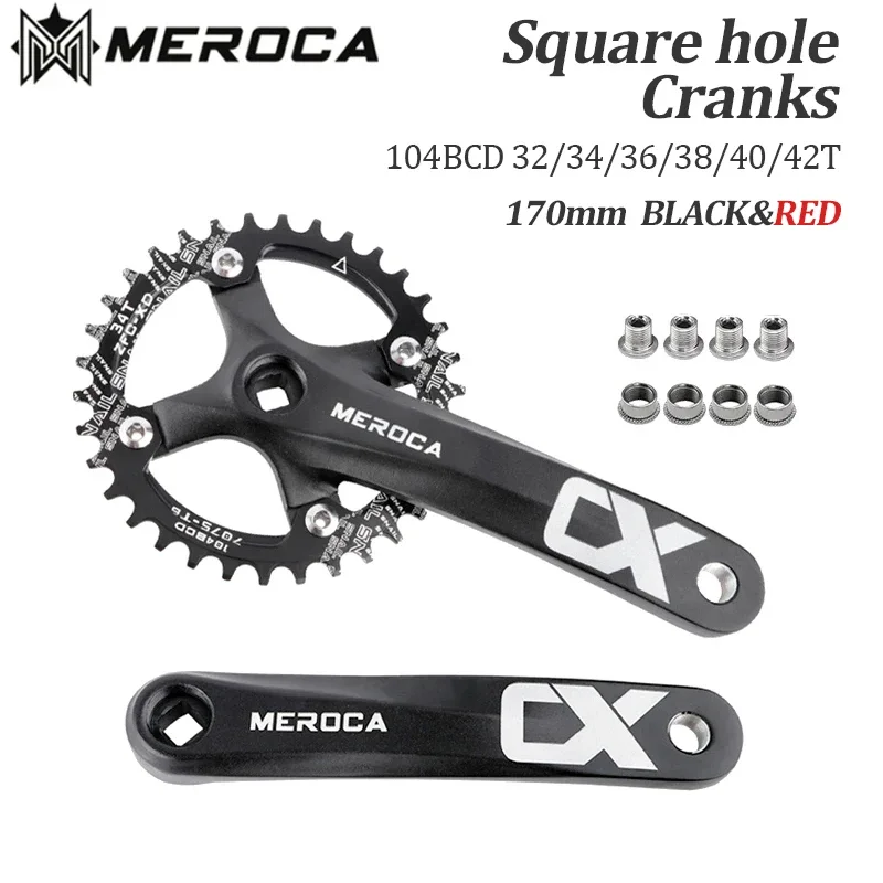 Шатуны MEROCA CX с квадратным отверстием MTB, 104bcd, квадратные шатуны для горного велосипеда из алюминиевого сплава 170 мм, 42T/40/38/36/34/32
Шатуны MEROCA CX с квадратным отверстием MTB, 104bcd, квадратные шатуны для горного велосипеда из алюминиевого сплава 170 мм, 42T/40/38/36/34/32