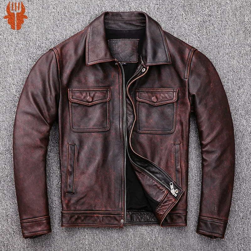 Мужская мотоциклетная куртка из воловьей кожи, короткая винтажная куртка пилота из натуральной кожи, приталенная кожаная куртка, Весна-Осень 100%
Мужская мотоциклетная куртка из воловьей кожи, короткая винтажная куртка пилота из натуральной кожи, приталенная кожаная куртка, Весна-Осень 100%