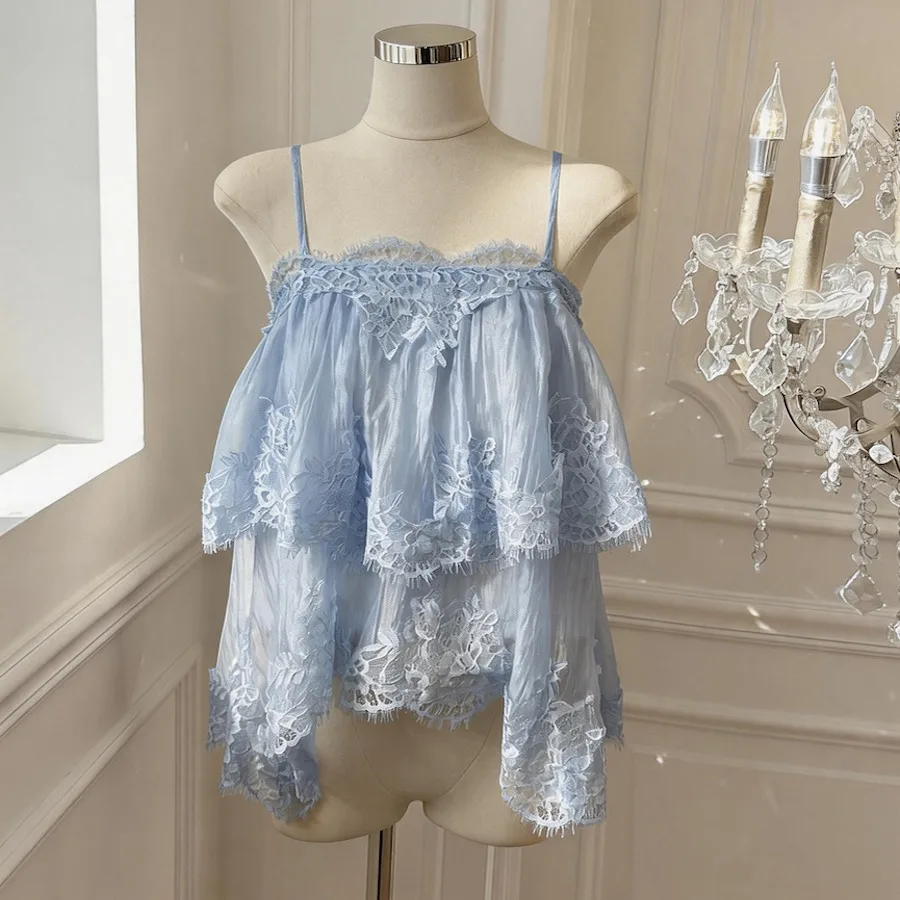 Lace Off-Shoulder Crop Top Women's Summer New Design Irregular Multi-Layer Heavy-Work Gentle Wind Style Sleeveless One-Piece
Lace Off-Shoulder Crop Top Women's Summer New Design Irregular Multi-Layer Heavy-Work Gentle Wind Style Sleeveless One-Piece