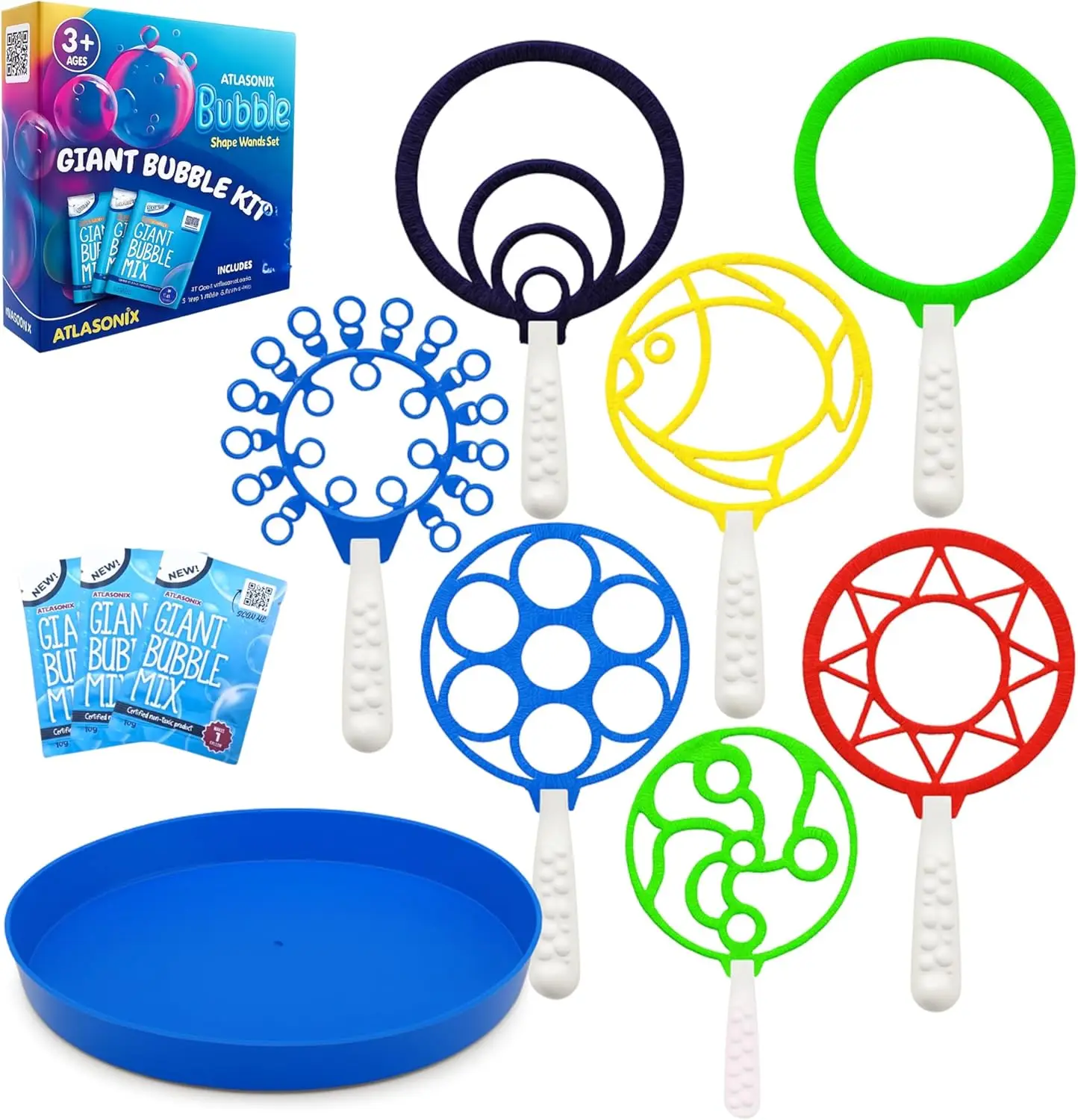 Giant Bubble Wands for Kids - 11 Pcs Set with Tray, Outdoor Toy, Large Rings, Non-Toxic Plastic
Giant Bubble Wands for Kids - 11 Pcs Set with Tray, Outdoor Toy, Large Rings, Non-Toxic Plastic