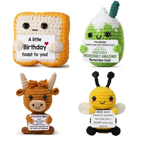 Cute Handmade Crochet Dolls Handmade Knitted Animals Fruit Plant Ornament Positive Energy Crochet Doll for Students Christmas