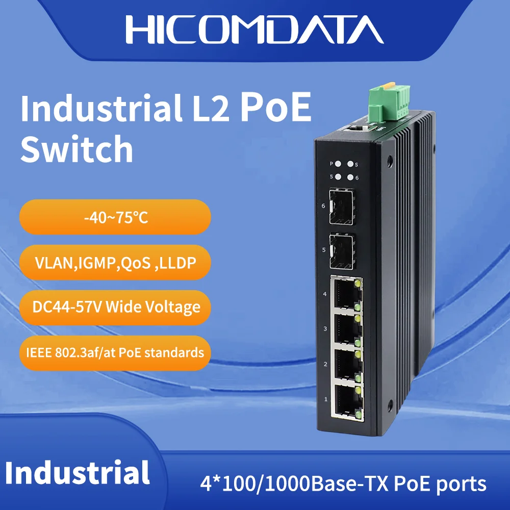 Industrial Gigabit L2 Managed PoE Switch, 4/8 PoE Port 120W, 2 SFP+ Slot,Support CLI/Web VLAN QoS Industrial Switch for CCTV/SMB
Industrial Gigabit L2 Managed PoE Switch, 4/8 PoE Port 120W, 2 SFP+ Slot,Support CLI/Web VLAN QoS Industrial Switch for CCTV/SMB