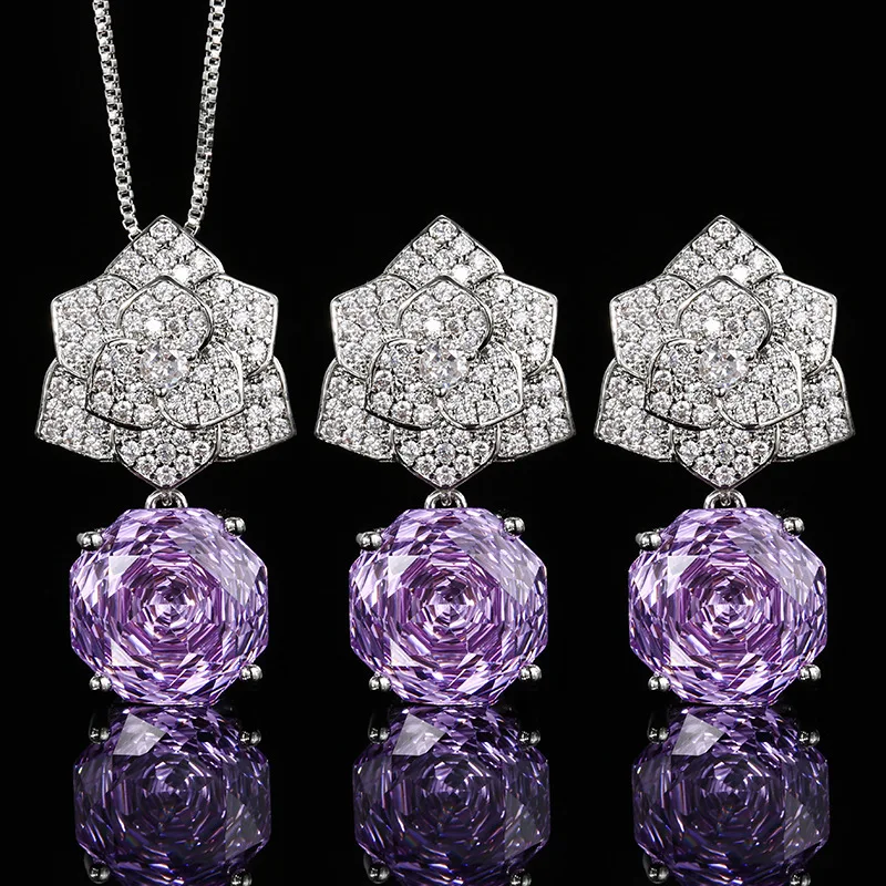 Gorgeous Purple Gemstone High Quality Jewelry Flower Inspired Pendant Necklace Earrings for Women’s Fashion Dress Accessories
Gorgeous Purple Gemstone High Quality Jewelry Flower Inspired Pendant Necklace Earrings for Women’s Fashion Dress Accessories