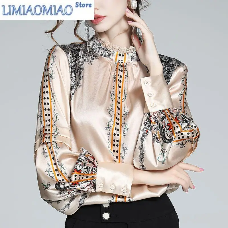 Silk Blouse Luxury Brand Designer Clothing Women Shirts Lace Collar Long Sleeve Vintage Office Lady Blouse Print Women Clothing
Silk Blouse Luxury Brand Designer Clothing Women Shirts Lace Collar Long Sleeve Vintage Office Lady Blouse Print Women Clothing