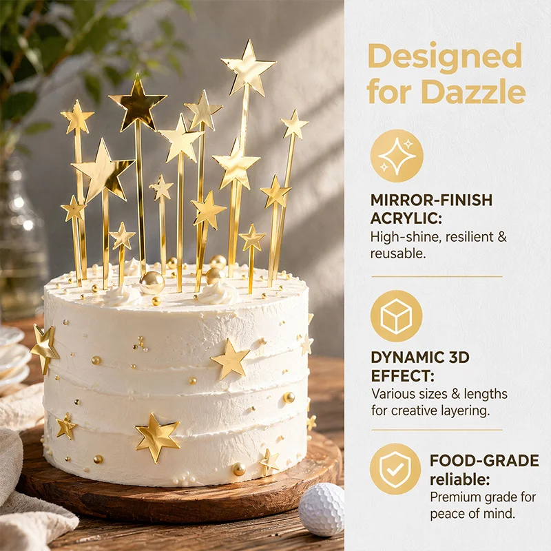 12pcs Gold Acrylic Star Cake Topper Set Mirror Star Cake Decor Birthday Wedding Baby Shower Graduation Party Decorations
12pcs Gold Acrylic Star Cake Topper Set Mirror Star Cake Decor Birthday Wedding Baby Shower Graduation Party Decorations