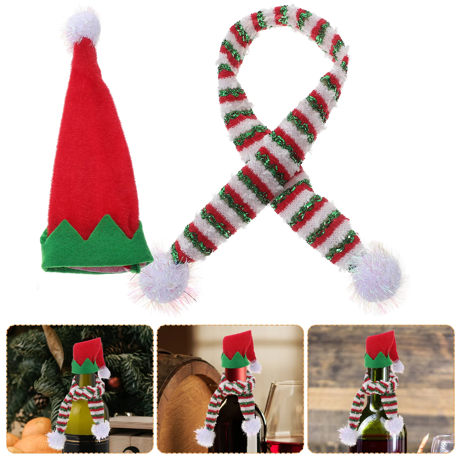 1 Set Miniature Christmas Hat Scarf Set Holiday Wine Bottle Decoration Xmas Party Supplies Reusable Bottle Sleeves Decorative
1 Set Miniature Christmas Hat Scarf Set Holiday Wine Bottle Decoration Xmas Party Supplies Reusable Bottle Sleeves Decorative