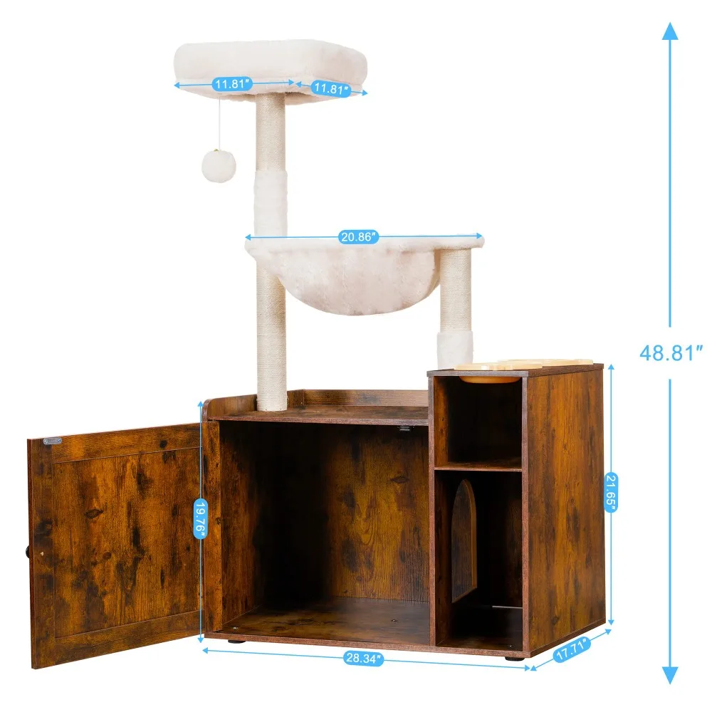 Indoor multifunctional cat tower, equipped with a large hammock, food station, scratching post, modern style pet furniture
Indoor multifunctional cat tower, equipped with a large hammock, food station, scratching post, modern style pet furniture