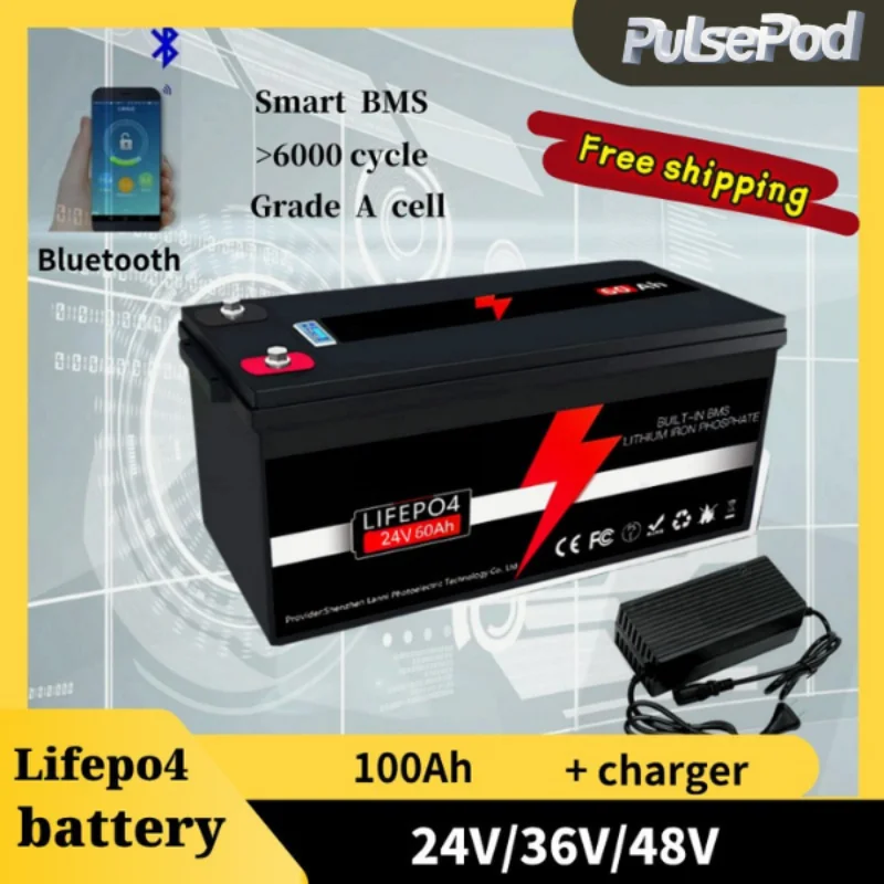 PulsePod 24V 36V 48V 100Ah 1280Wh Lithium Battery Lifepo4 Built-in Smart BMS Max Charge Current 50A
PulsePod 24V 36V 48V 100Ah 1280Wh Lithium Battery Lifepo4 Built-in Smart BMS Max Charge Current 50A