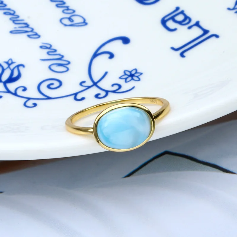 Natural Larimar Gemstone 925 Sterling silver Ring 18k gold plated Adjustable Ladies Trendy Engagement ring Gift for gift
Natural Larimar Gemstone 925 Sterling silver Ring 18k gold plated Adjustable Ladies Trendy Engagement ring Gift for gift