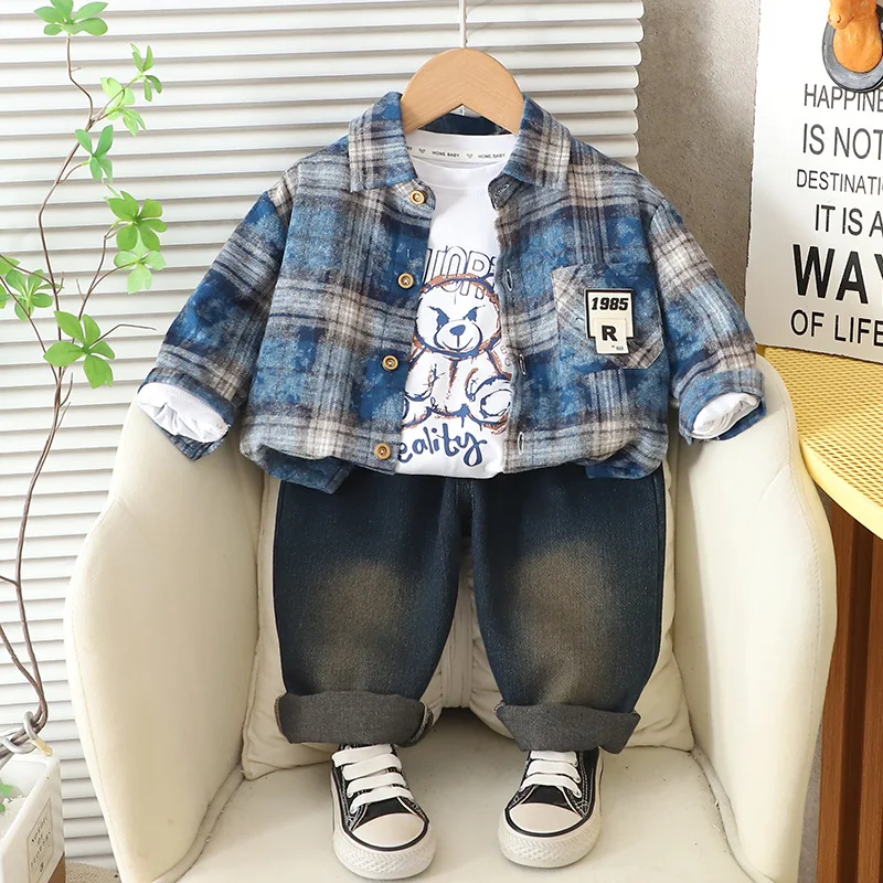 3 Piece Toddler Outfits 2025 Spring Autumn Infant Clothes for Baby Boys Plaid Shirts+ White T-shirts + Pants Childrens Suit Sets
3 Piece Toddler Outfits 2025 Spring Autumn Infant Clothes for Baby Boys Plaid Shirts+ White T-shirts + Pants Childrens Suit Sets