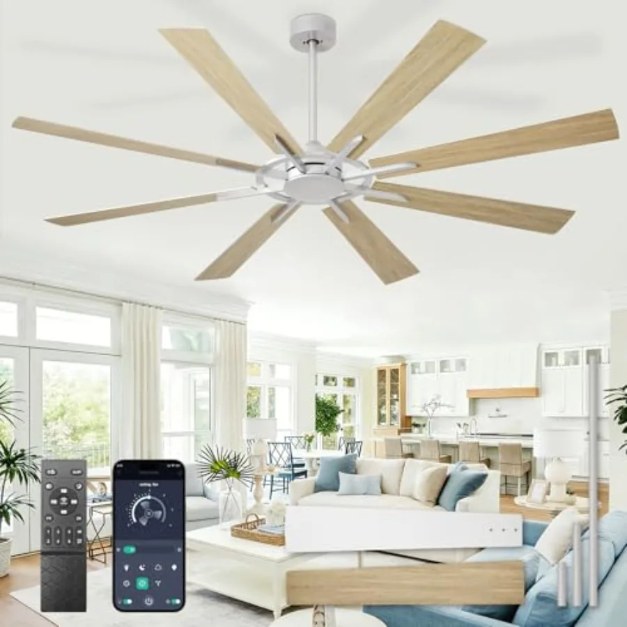 Outdoor ceiling fan: 72-inch 8-blade wood fan with remote and APP control, reversible quiet DC motor, 6-speed, no light, modern
Outdoor ceiling fan: 72-inch 8-blade wood fan with remote and APP control, reversible quiet DC motor, 6-speed, no light, modern