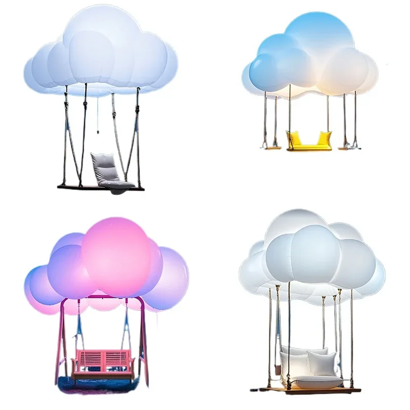 Decorative white cloud special-shaped empty balloon