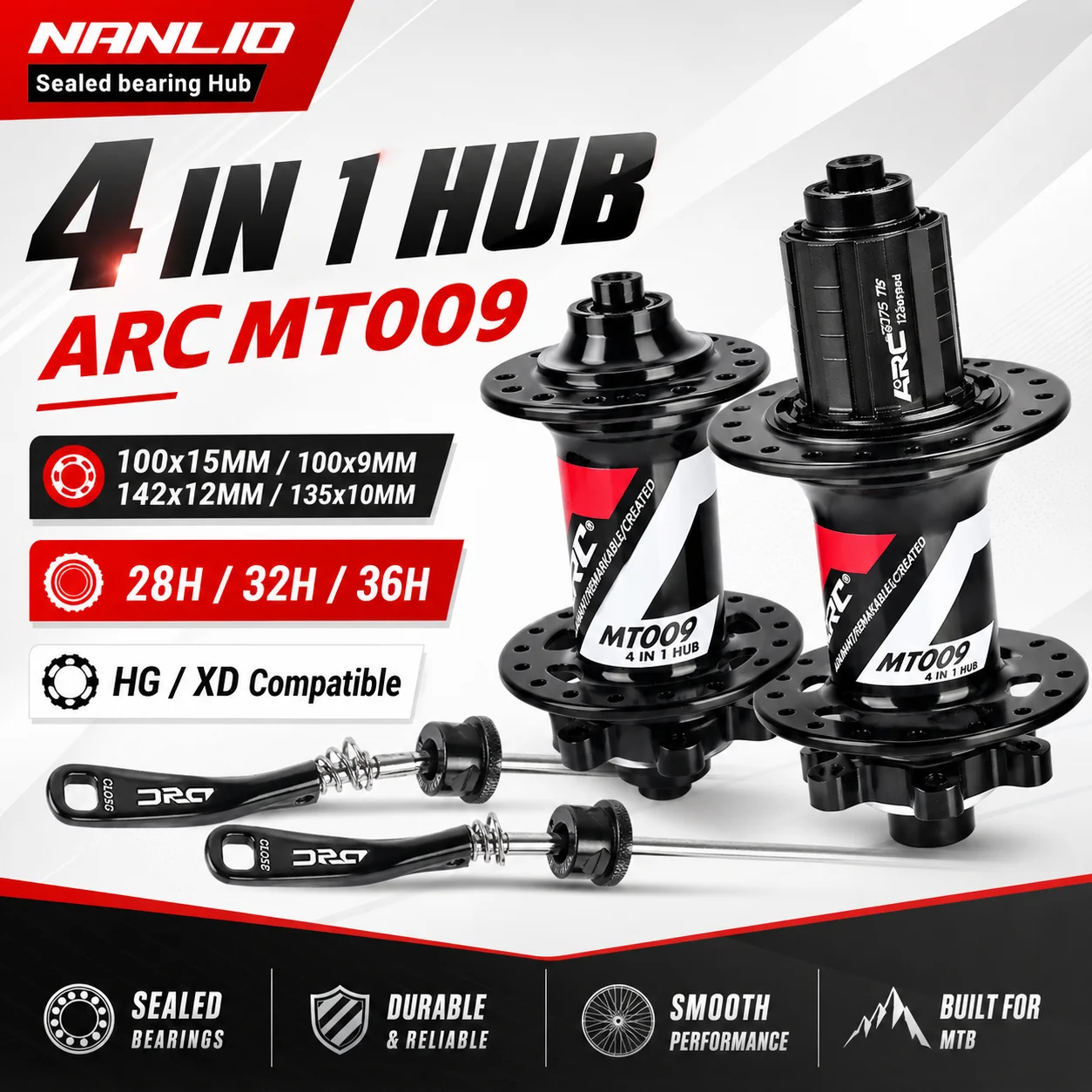 ARC MT009 MTB Bike Hub Set Front Rear 4 In 1 6 Pawls NBK Sealed Bearings HG XD 8-13S For Shimano SRAM 28/32/36H Disc Brake
ARC MT009 MTB Bike Hub Set Front Rear 4 In 1 6 Pawls NBK Sealed Bearings HG XD 8-13S For Shimano SRAM 28/32/36H Disc Brake