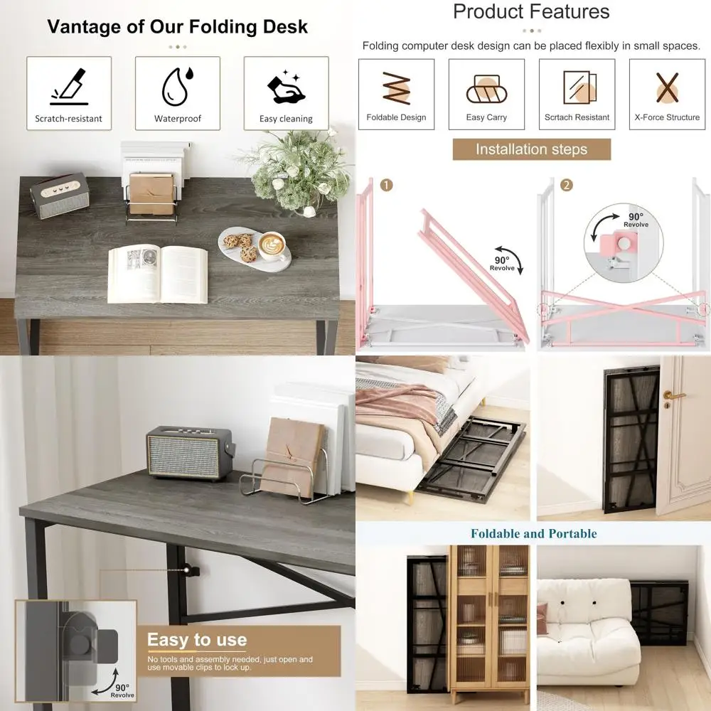 40 Space-Saving Folding Desk - Black Oak Finish, Home Office, Study, Gaming & Computer Desk
40 Space-Saving Folding Desk - Black Oak Finish, Home Office, Study, Gaming & Computer Desk