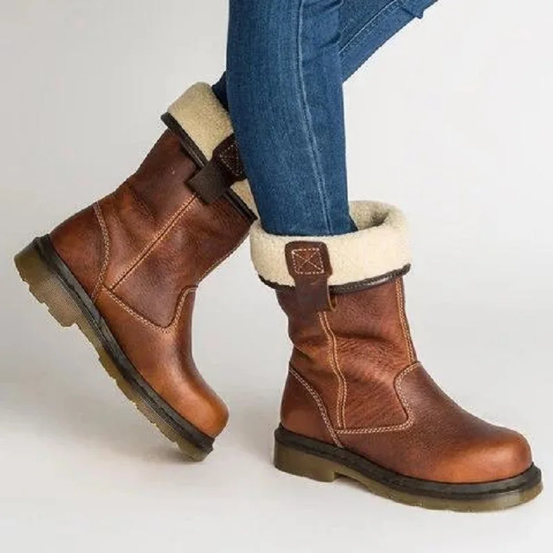 Women Brown Mid Calf Boots Winter Warm Faux Fur Lined Cuff Rubber Sole Shoes Casual Low Heel Round Toe Slip Outdoor Wear Boot
Women Brown Mid Calf Boots Winter Warm Faux Fur Lined Cuff Rubber Sole Shoes Casual Low Heel Round Toe Slip Outdoor Wear Boot