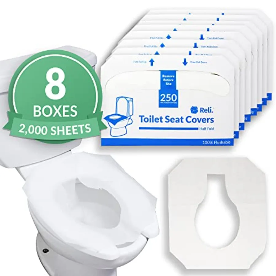 Reli. Toilet Seat Covers 2000 Pcs 8 Packs of 250 Disposable Toilet Seat Cover - Flushable - 14x16 (Half-Fold) Paper Liners for
Reli. Toilet Seat Covers 2000 Pcs 8 Packs of 250 Disposable Toilet Seat Cover - Flushable - 14x16 (Half-Fold) Paper Liners for