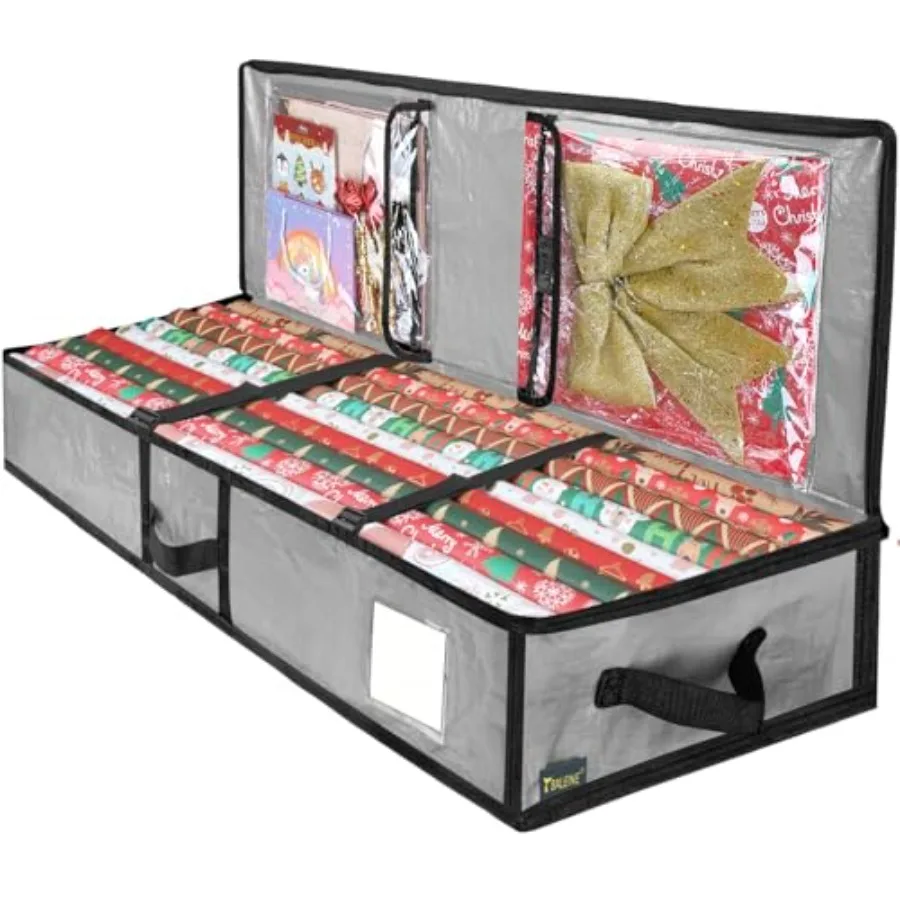 Soft Christmas Wrapping Paper Storage Bag, 40" Durable PE Gift Wrap Storage Bag with Flexible Partitions and Pockets for Ribbon
Soft Christmas Wrapping Paper Storage Bag, 40" Durable PE Gift Wrap Storage Bag with Flexible Partitions and Pockets for Ribbon