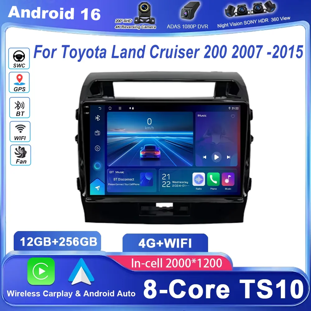 Android Carplay Car For Toyota Land Cruiser 200 2007 -2015 Auto Radio Multimidia Player GPS Navigation WIFI 4G Carplay 2DIN DVD
Android Carplay Car For Toyota Land Cruiser 200 2007 -2015 Auto Radio Multimidia Player GPS Navigation WIFI 4G Carplay 2DIN DVD