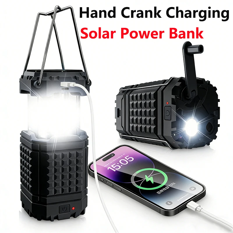 Hand Crank Solar Power Bank Waterproof LED Camping Light Portable Charger Powerbank for iPhone Samsung Xiaomi External Battery
Hand Crank Solar Power Bank Waterproof LED Camping Light Portable Charger Powerbank for iPhone Samsung Xiaomi External Battery