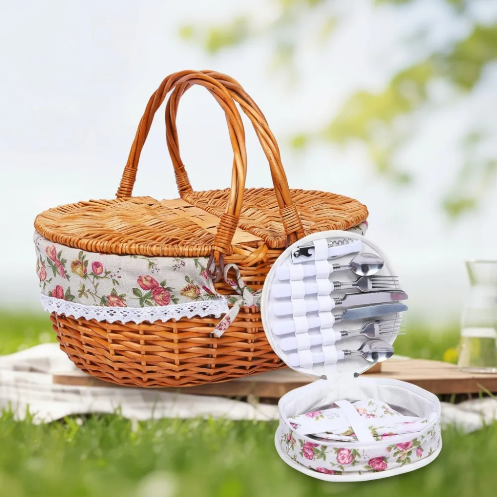 Large Woven Picnic Basket Set for 4 People with Cutlery - Portable Outdoor Camping Gift
Large Woven Picnic Basket Set for 4 People with Cutlery - Portable Outdoor Camping Gift