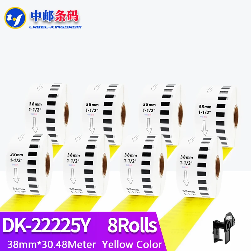 8 Refill Rolls Yellow Color DK-22225 Label 38mm*30.48M Continuous for Brother Thermal Printer DK-2225 DK22225
8 Refill Rolls Yellow Color DK-22225 Label 38mm*30.48M Continuous for Brother Thermal Printer DK-2225 DK22225