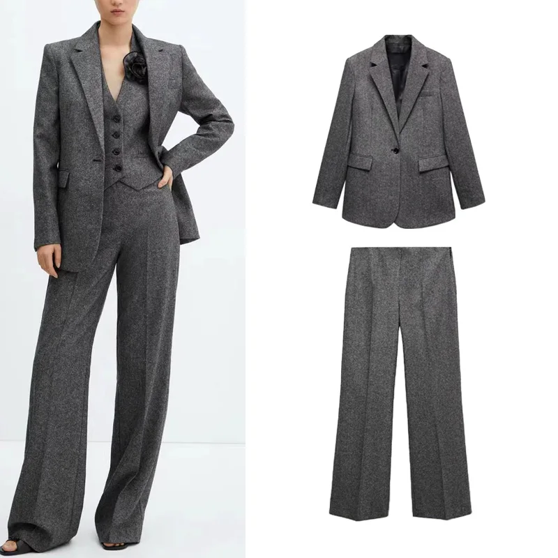 Autumn Winter Women's Mixed Fiber Long Sleeve Suit Jacket Straight Leg Pants Fashionable Workwear Ensemble 2025 Spring Collec...
Autumn Winter Women's Mixed Fiber Long Sleeve Suit Jacket Straight Leg Pants Fashionable Workwear Ensemble 2025 Spring Collec...