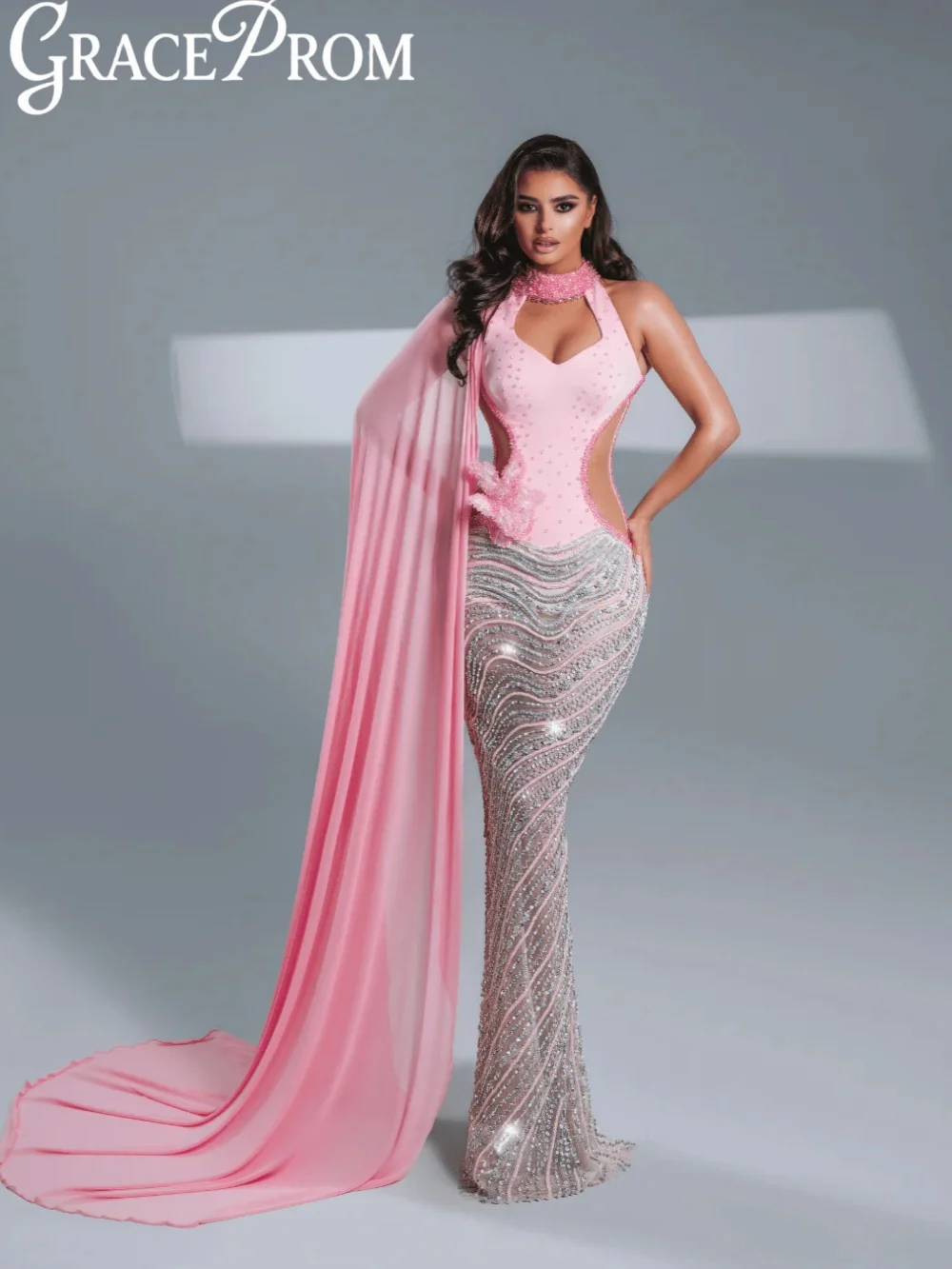 Pink Heavy Beaded Long Evening Dress Captivating Illusion Halter Sheath Prom Dresses Customized Exquisite Wedding Party Gown
Pink Heavy Beaded Long Evening Dress Captivating Illusion Halter Sheath Prom Dresses Customized Exquisite Wedding Party Gown