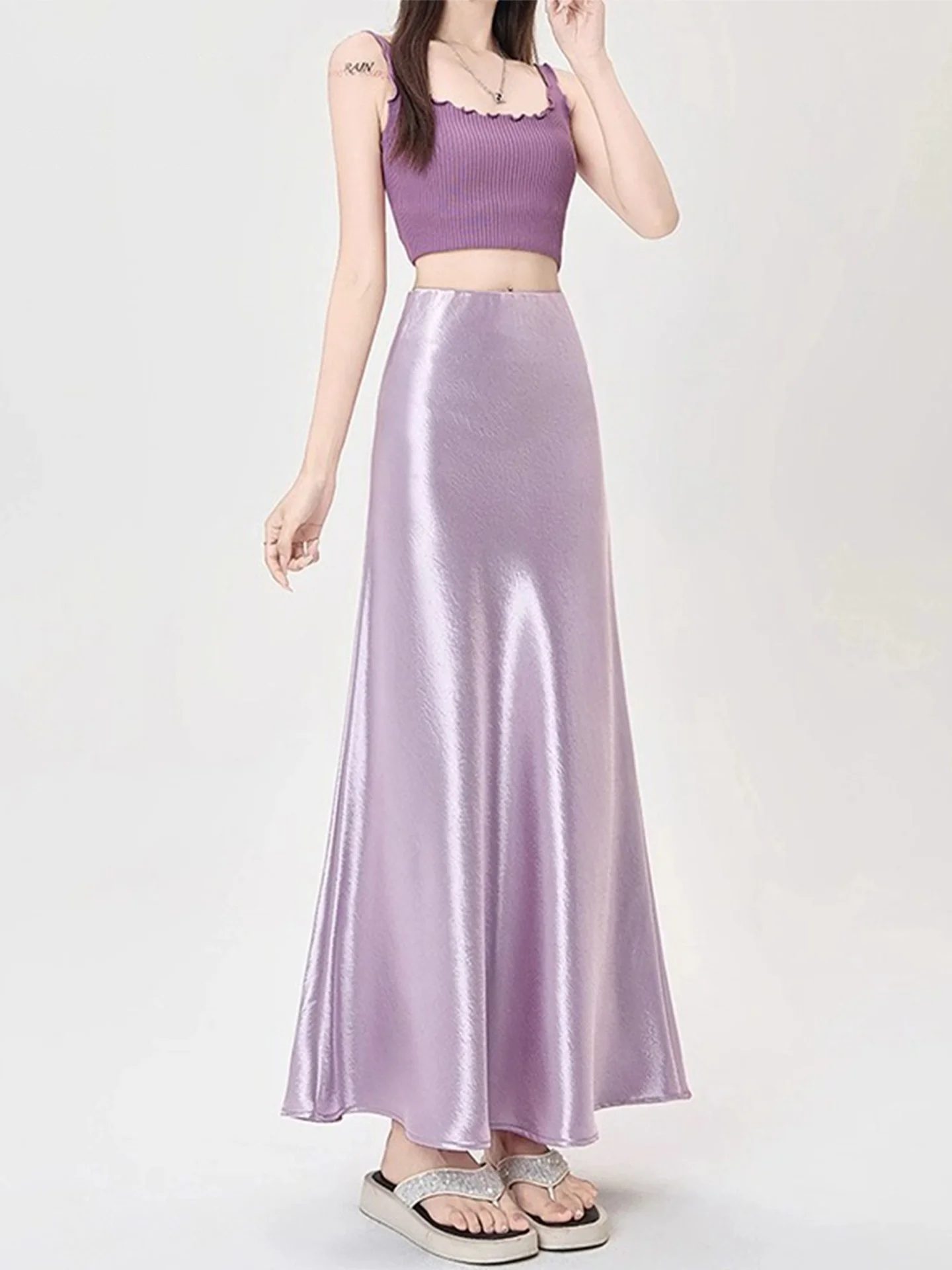 Фиолетовая атласная юбка Fi Tail f, женская летняя юбка 2025, новая облегающая юбка трапециевидной формы средней длины с высокой талией и драпировкой
Фиолетовая атласная юбка Fi Tail f, женская летняя юбка 2025, новая облегающая юбка трапециевидной формы средней длины с высокой талией и драпировкой