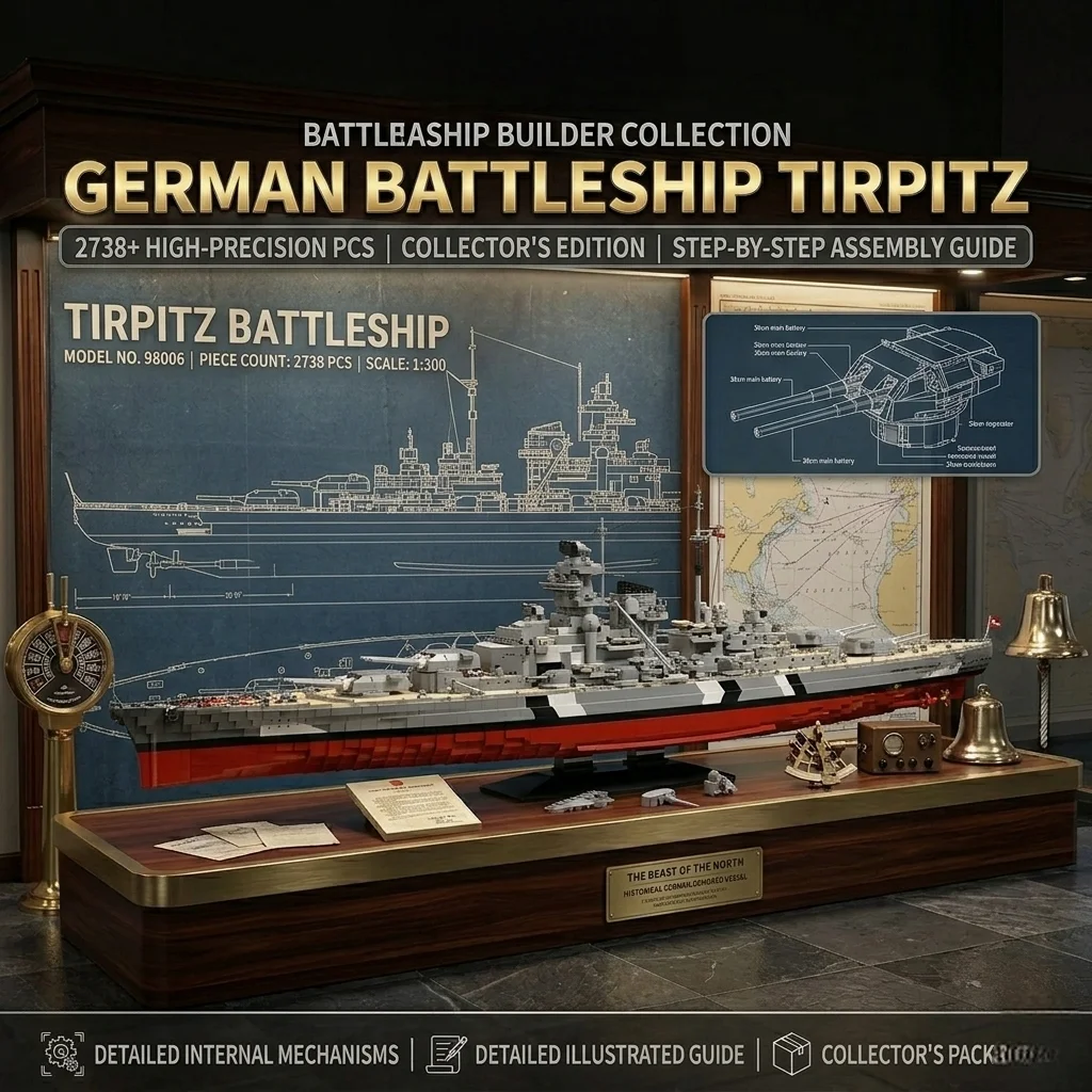 MOC WWII Tirpitz Battleship DIY Building Blocks 2738PCS Military Navy Ship Bricks Model Collection Toy For Boys Adults Xmas Gift
MOC WWII Tirpitz Battleship DIY Building Blocks 2738PCS Military Navy Ship Bricks Model Collection Toy For Boys Adults Xmas Gift
