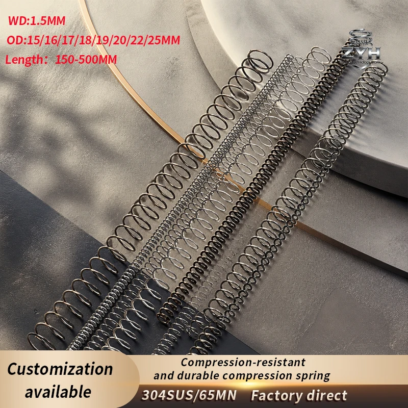 304SUS/65MN 1pc hardware accessory compression spring WD1.5mm OD15-25mm Length150-500mm shock absorbing pressure spring
304SUS/65MN 1pc hardware accessory compression spring WD1.5mm OD15-25mm Length150-500mm shock absorbing pressure spring